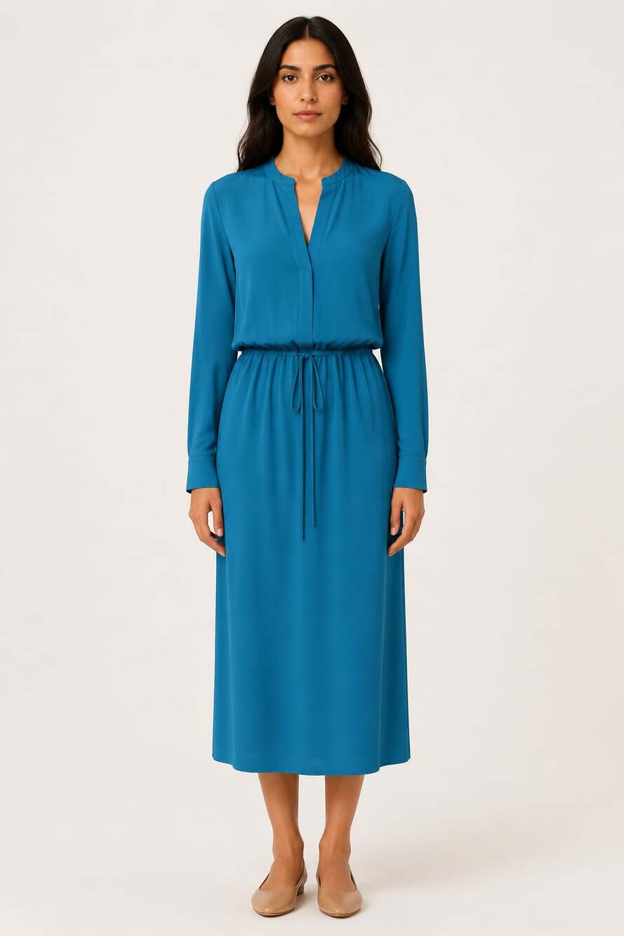 Vince Teal Blue Long Sleeve Drawstring Waist Jumpsuit Size S